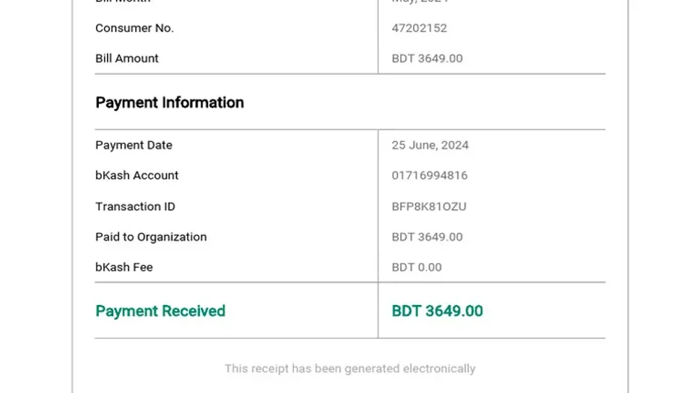 bKash App Send Money and 10-Character TrxID Confirmation Form